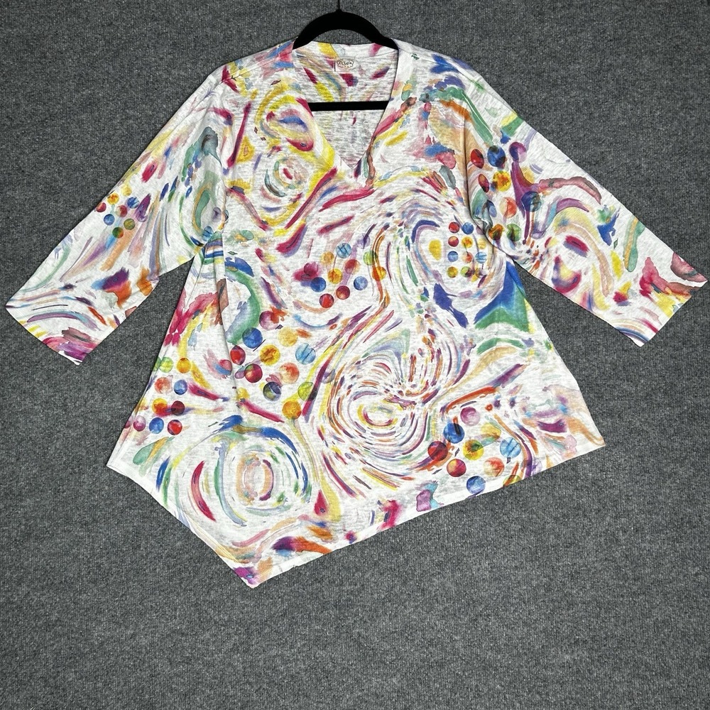 Et‎ Lois Circus Swirl Soft Knit Top Size Large Artsy Assymetrical
